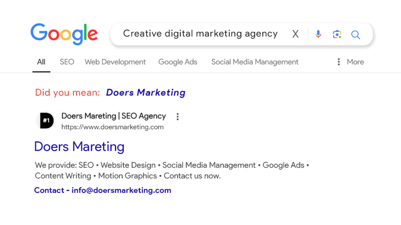 Google search result mock